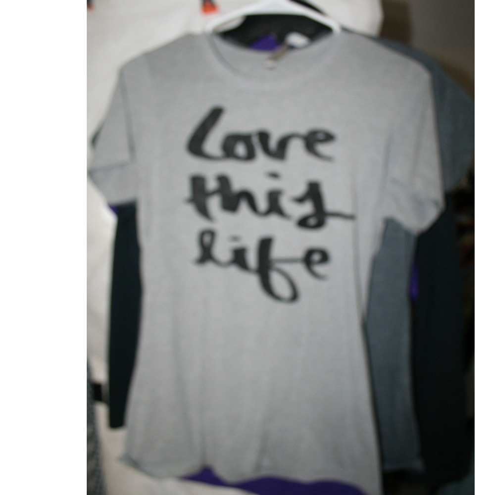 Next Level Apparel Love This Life Graphic Tee Gray Short Sleeve Shirt Large
